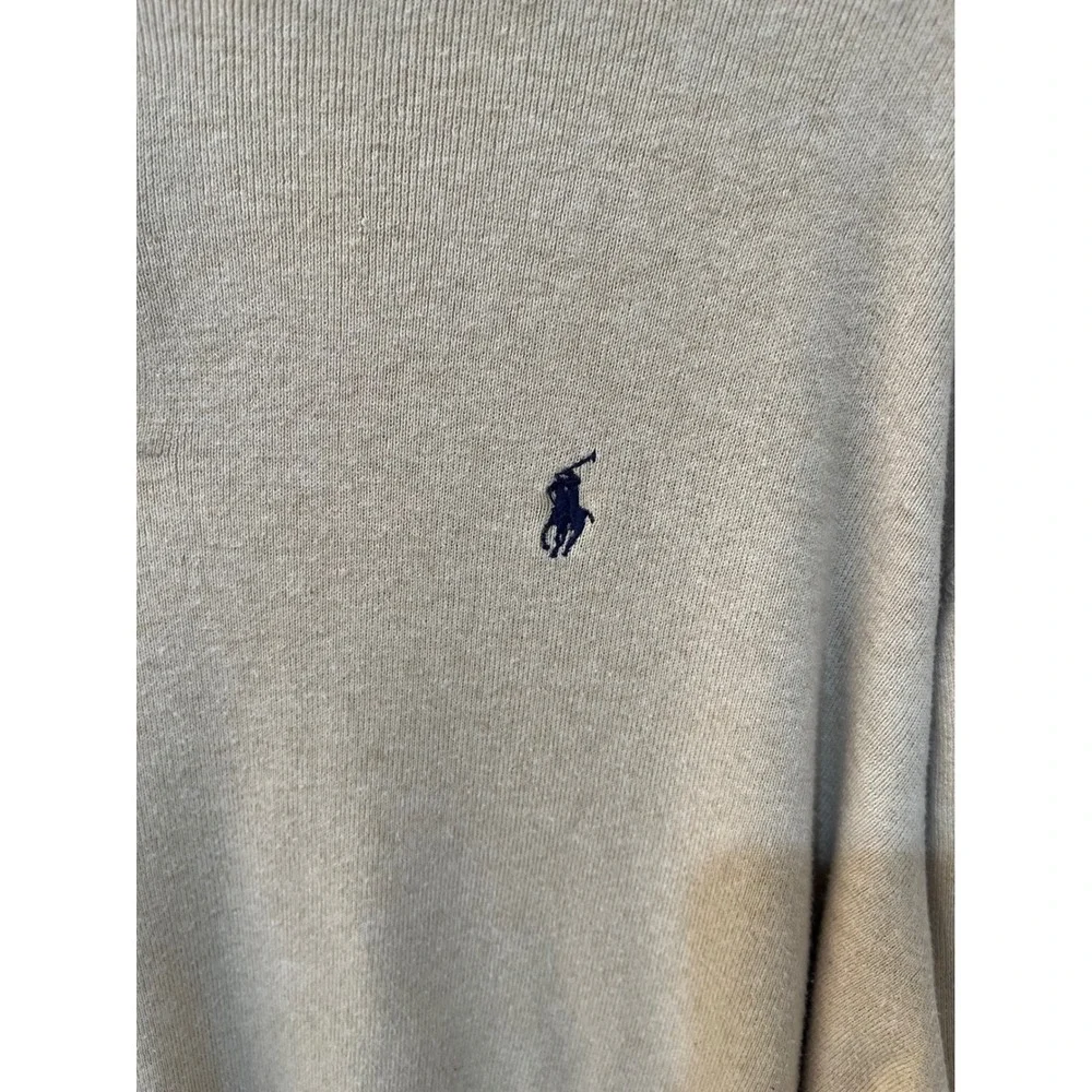 VTG‎ Polo Ralph Lauren Mens XXL Beige 100% Pima Cotton Long Sleeve Polo Sweater